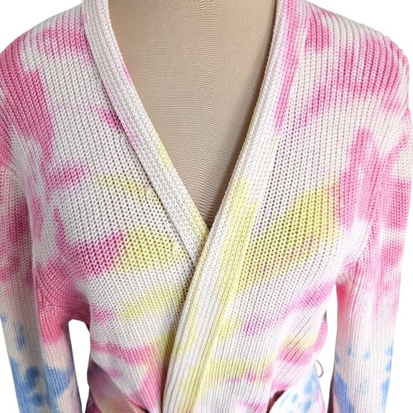525 America Tie Die Wrap Front Tie Knit Cotton Cardigan Sz XS - Picture 9 of 13